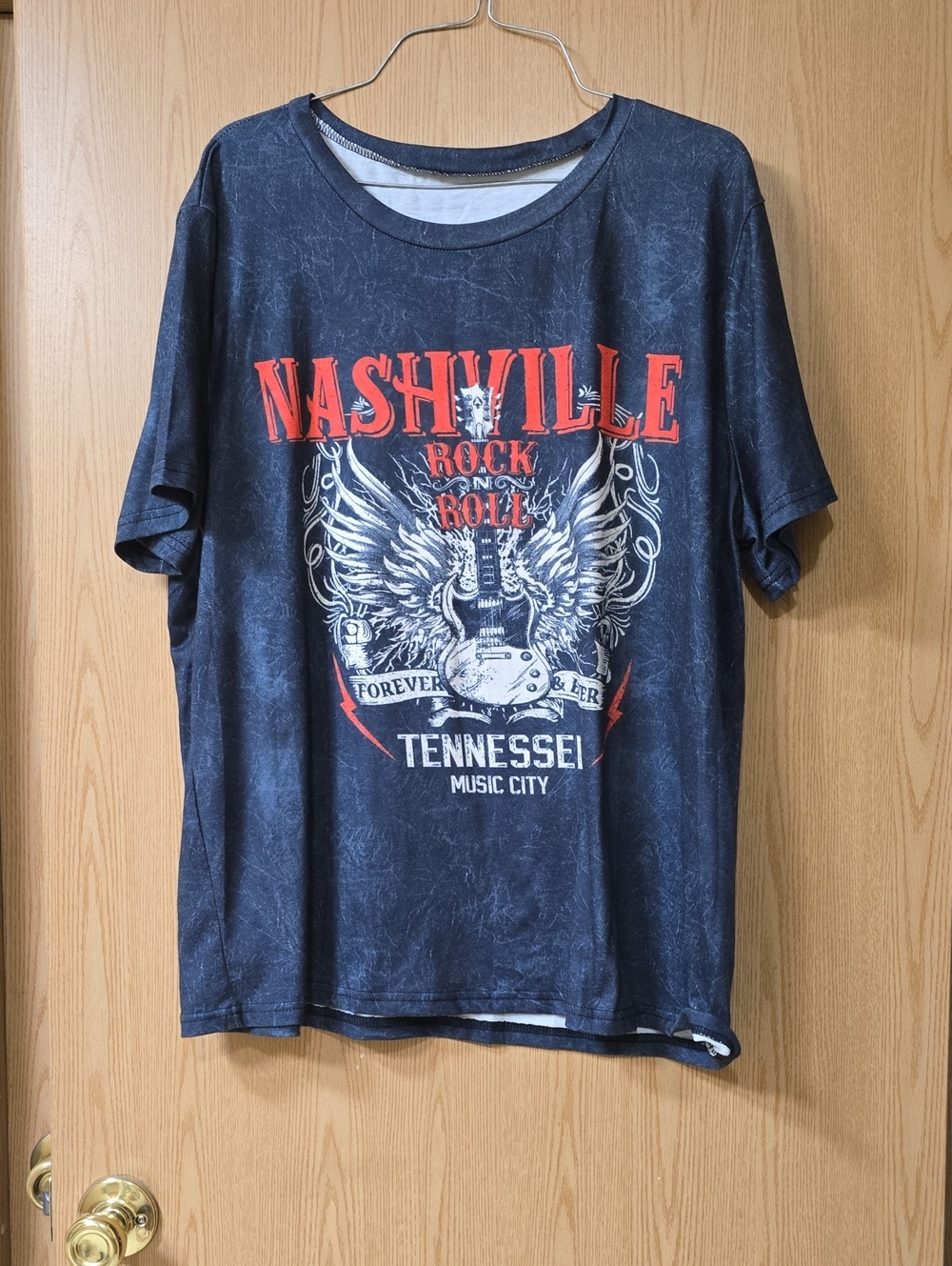 Nashville Rock & Roll Tee - Blue with Orange Graphic